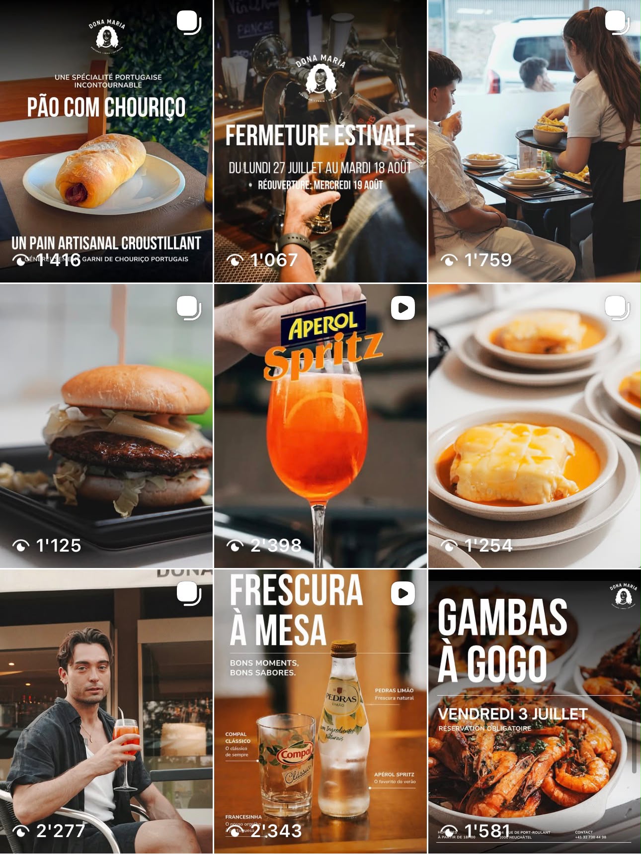 Dona Maria — grille Instagram après l'accompagnement FAMOUS