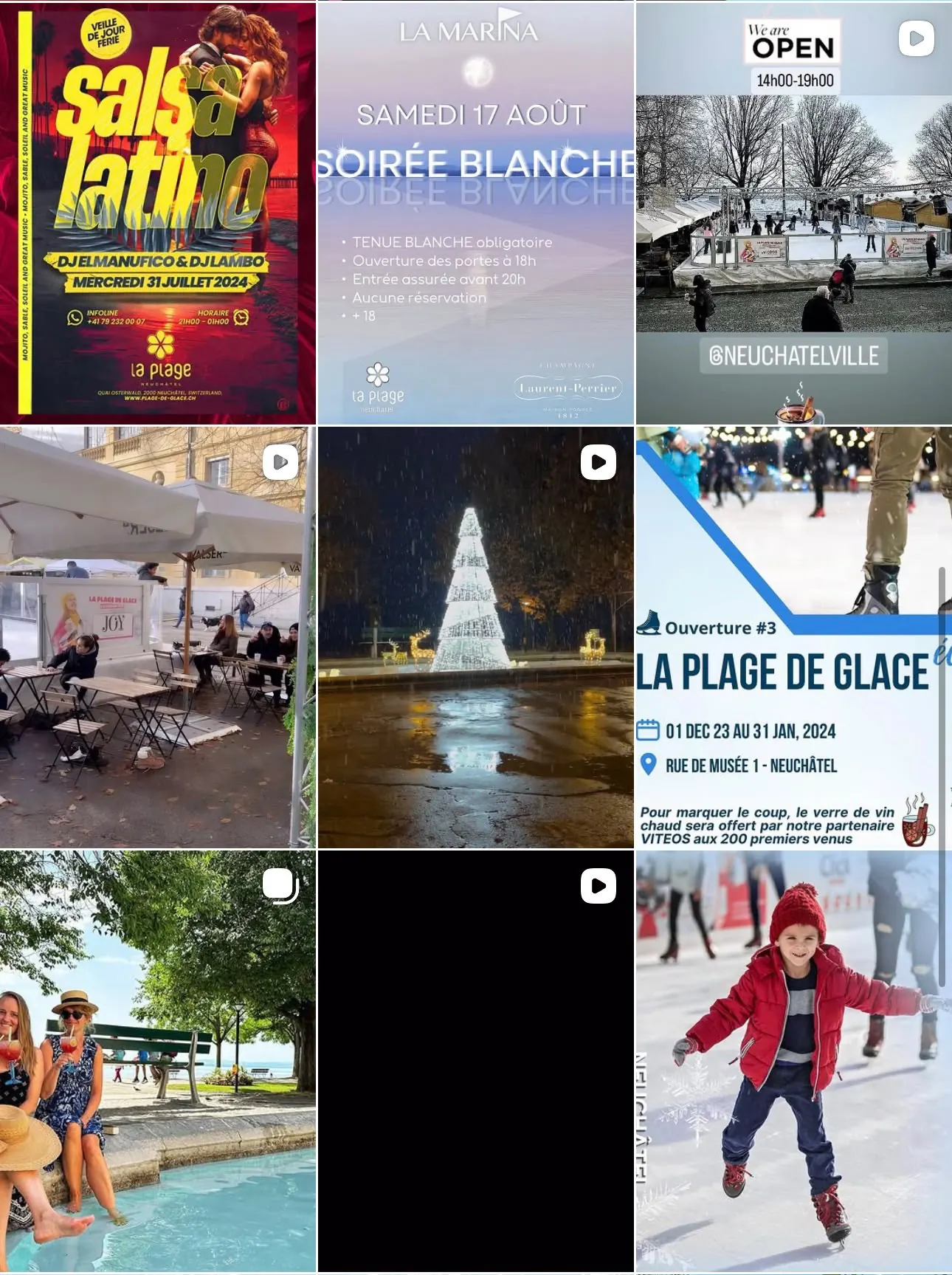 La Plage — grille Instagram avant l'accompagnement FAMOUS